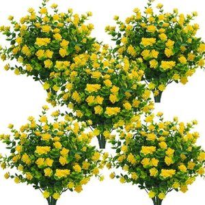 10 Bundles Artificial Fake Flowers Outdoor Plastic Plants UV Resistant Shrubs